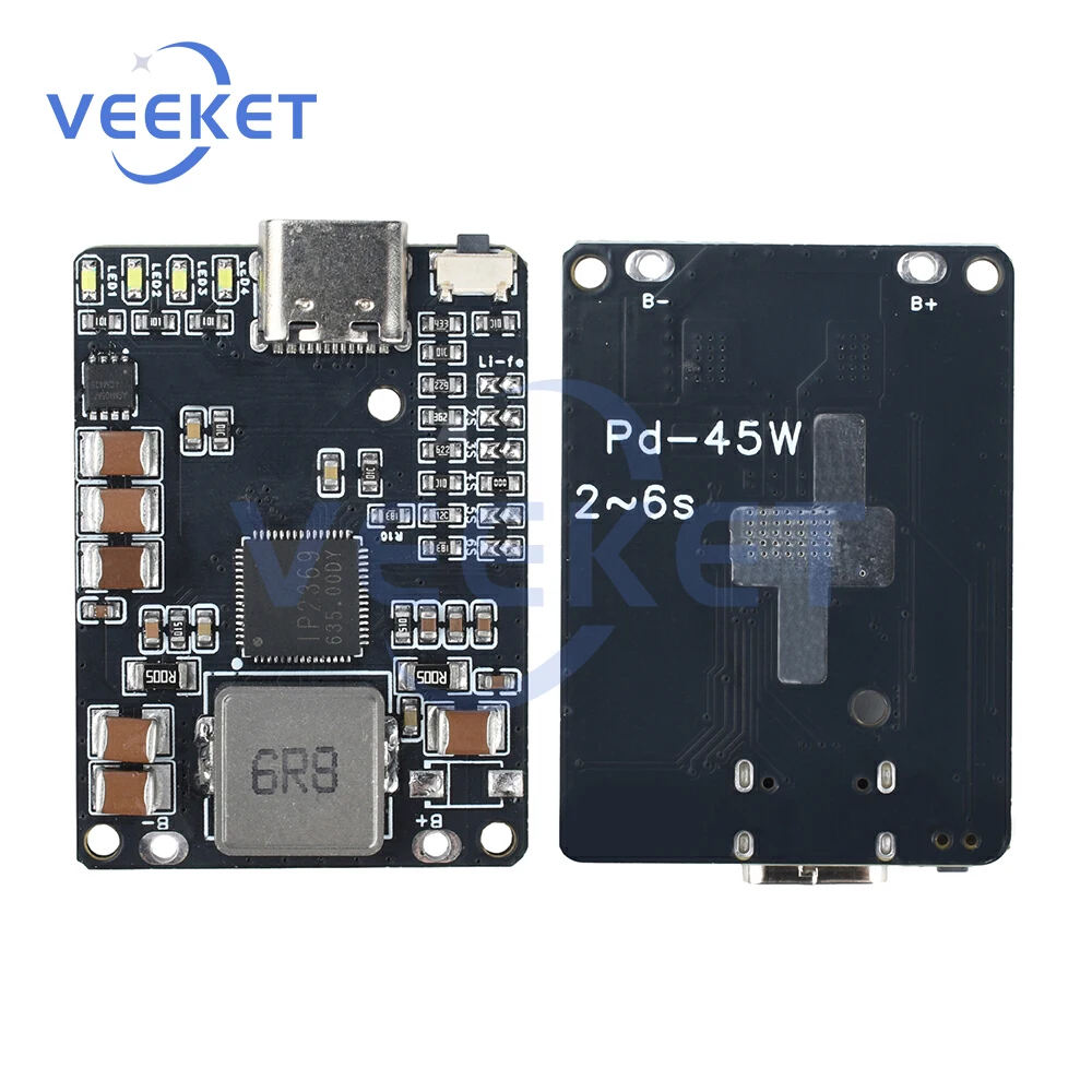 IP2369 2S ~ 6S 45W แบตเตอรี่ลิเธียมชาร์จการคายประจุโมดูล Li-Ion/LiFePO4 แบตเตอรี่ Charger อินเทอร์เฟซ Type-C