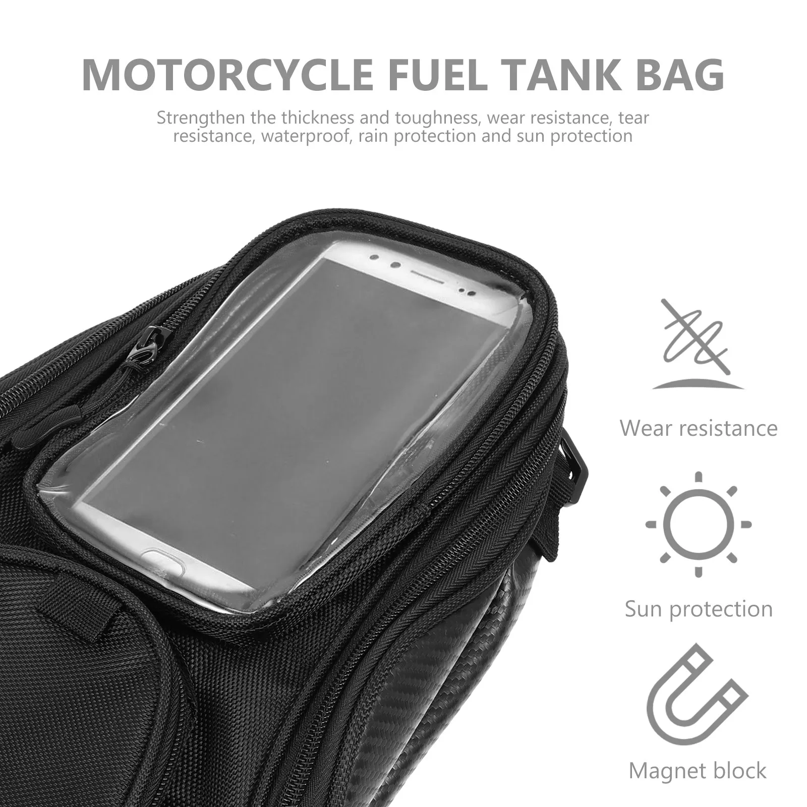 Motorbike Tank Bag Waterproof Tear Resistant Thickened Oxford Material Easy Install Remove for Use Tool Storage