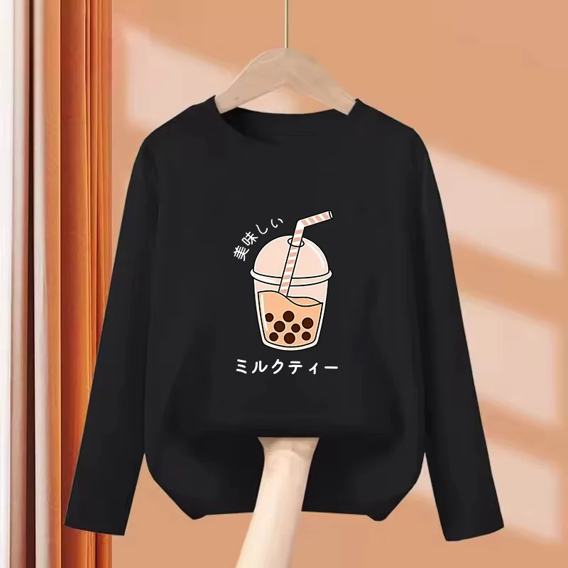 Long Sleeve Y2k Graphic Juice Design T Shirts Kids Children's T-shirt Boys Girls Summer Spring Casual Top Tee