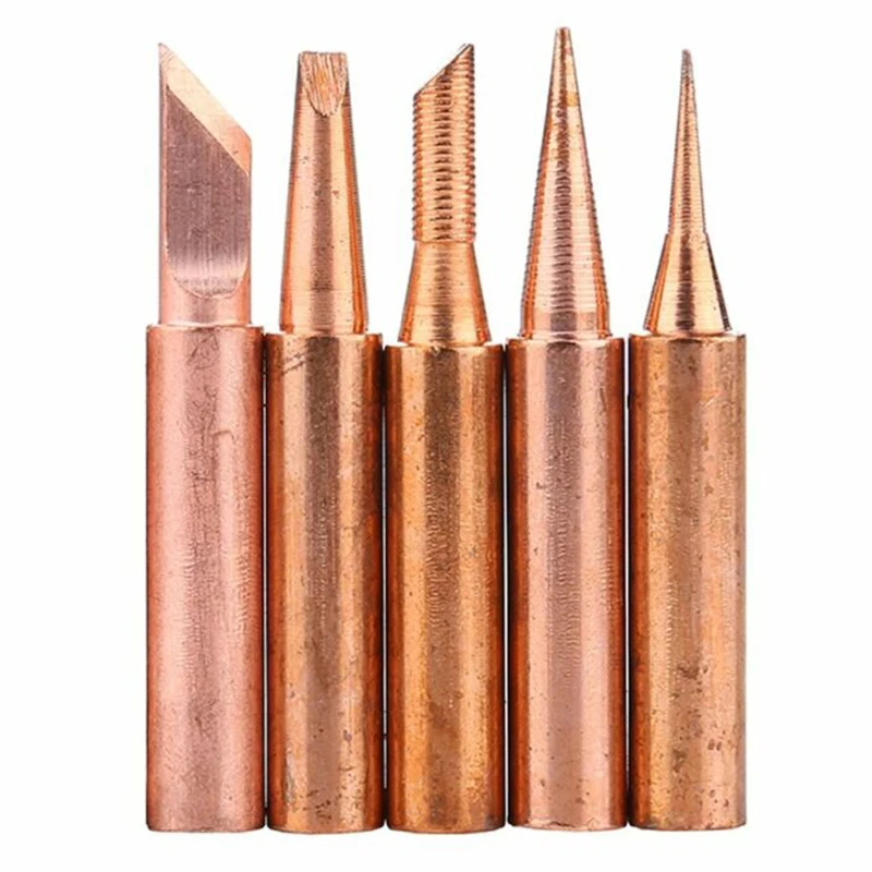 5 Pcs/Lot Set 900M-T Copper Soldering Tip Lead-free Solder Iron Welding Tips For Rework Soldering Station Tool Kits