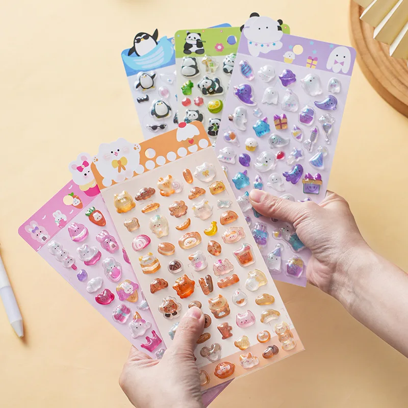 Cute Sequin Design 3D Shake Sticker PVC Removable Y2K Retro Sticker Kawaii Creative Design Phone Case Decoration