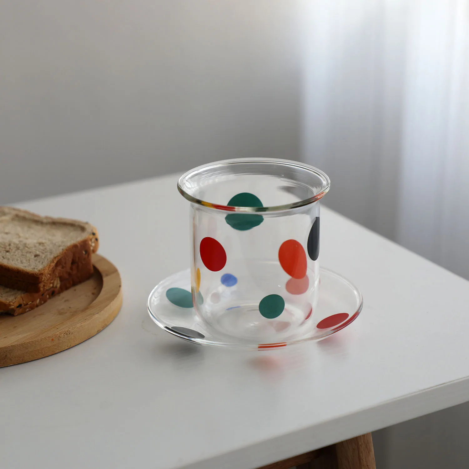 

1 pc 300ml Polka dot cups, colorful dotted cup and saucer, popular coffee cups, milk cups, cold coffee glass saucers.