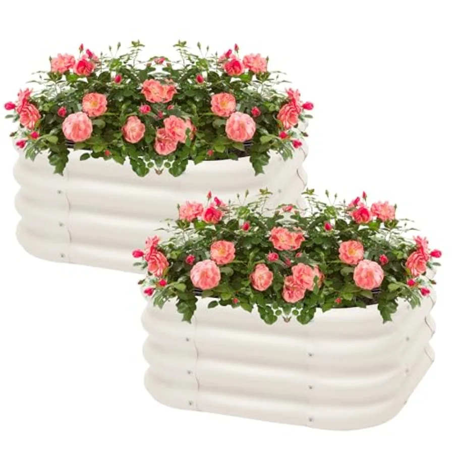 

Комплект из 2 оцинкованных приподнятых грядок (2x1 фут) для садоводства и посадки, металлический ящик-клумба для улицы