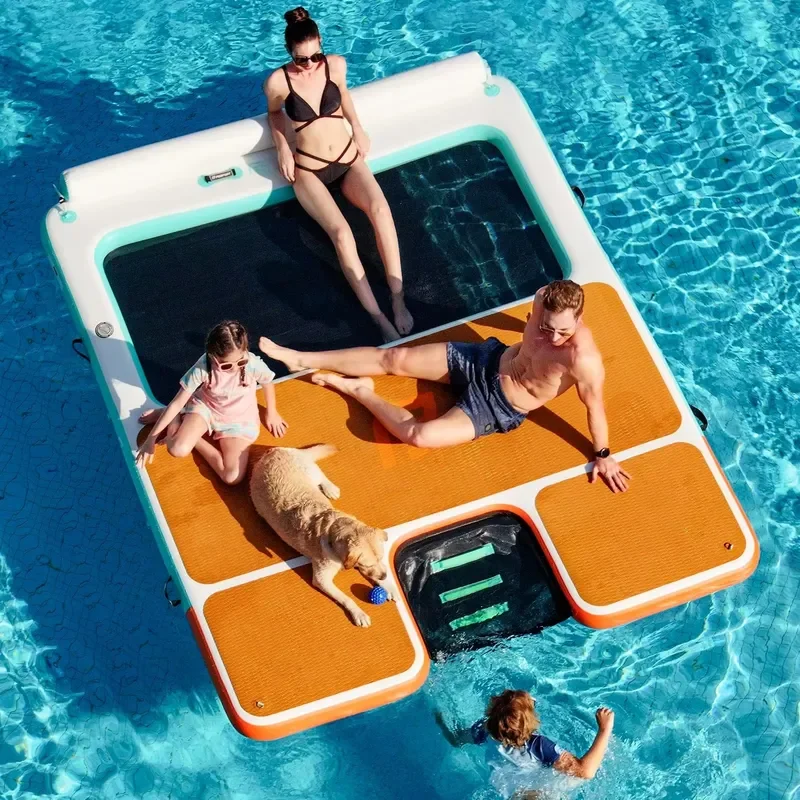 Multi-purpose Inflatable Water Raft Floating Dock Floating Platform Mat for Sunbathing Fishing Yoga Party