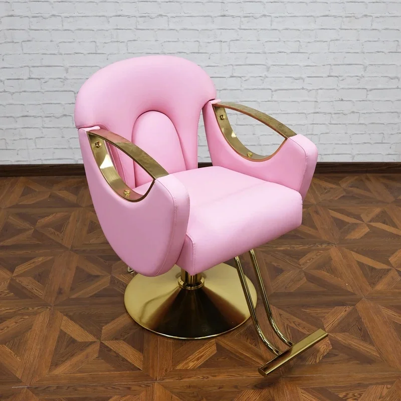 New Design Wholesale Barber Chairs: Pink, 360° Rotatable, Hydraulic Lift, Customizable Hair Salon Commercial Furniture