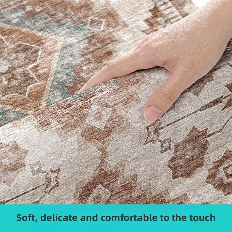 Bohemian Geometric Rug - Non-Slip Absorbent Floor Mat for Entryway Kitchen Hallway, Vintage Doormat with Anti-Skid Backing