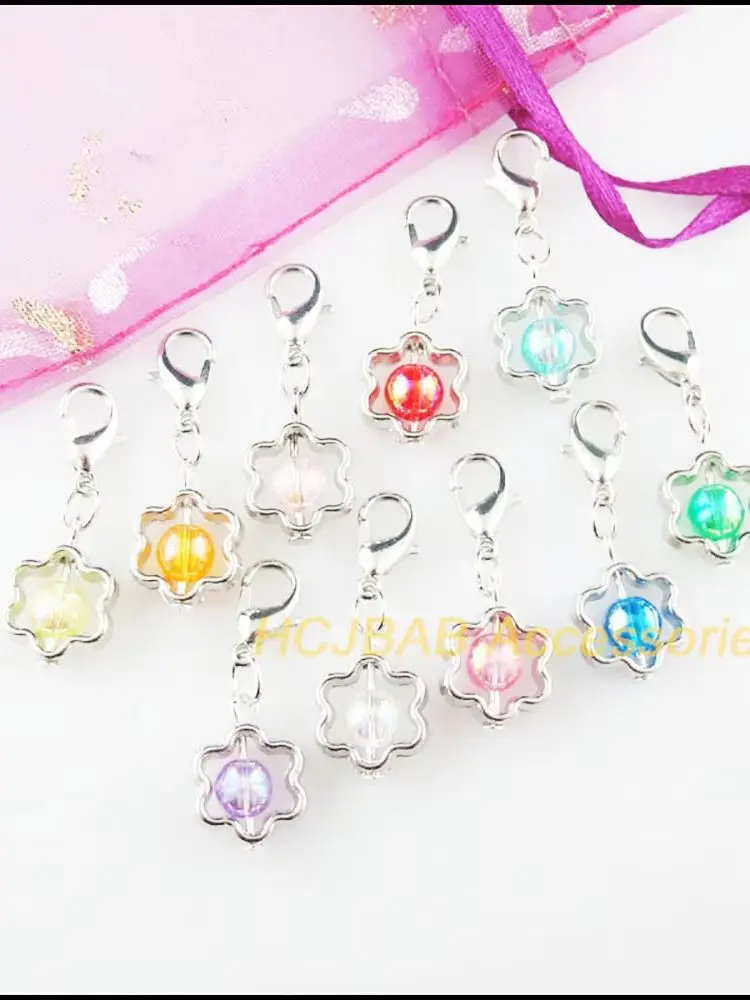 20 sztuk nudny posrebrzany kwiat rama mieszane Mirage żywica Charms zawieszki z Lobster Claw klamrami 11x16mm — zdjęcie 2