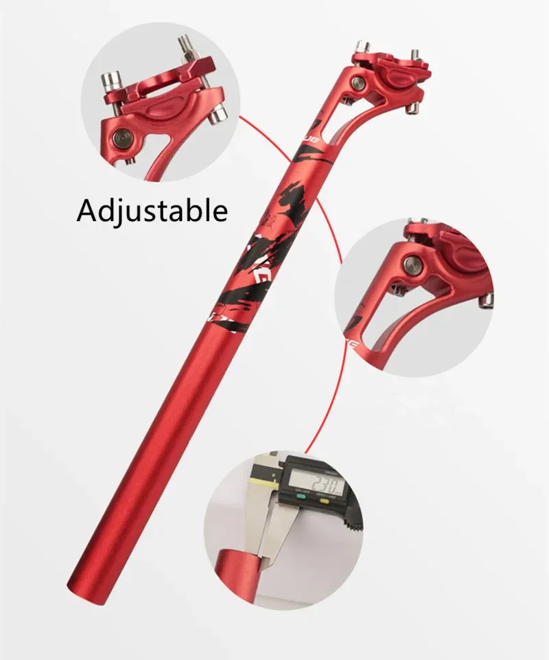 LUNJE Bicycle Seat Tube Ultralight Aluminum Alloy MTB Bike Seat Post Mountain Road Bicycle Seatpost   27.2/30.9/31.6mm*400mm alu