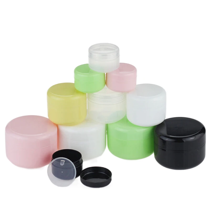 10Pcs 10g 20g 30g 50g 100g Plastic Containers With Liners Travel Jars Bottle Pot Boxes For Face Cream Makeup Hair Care Cosmetics