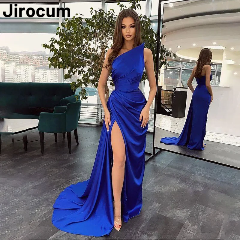 

Jirocum Sexy Prom Dresses Women's Strapless Pleated Party Evening Gowns Floor Length Side Slit Formal Occasion Dress 2014 New