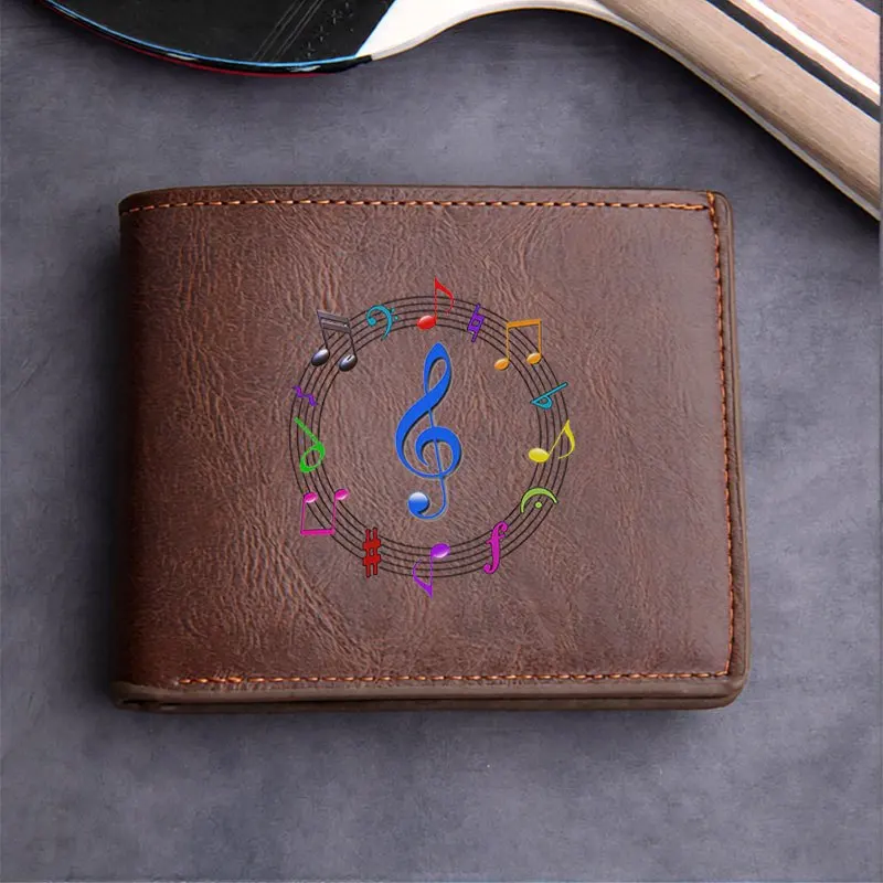 Portafoglio in pelle PU premium con design di note musicali per uomo e donna, leggero e durevole, accessorio alla moda per tutti i giorni