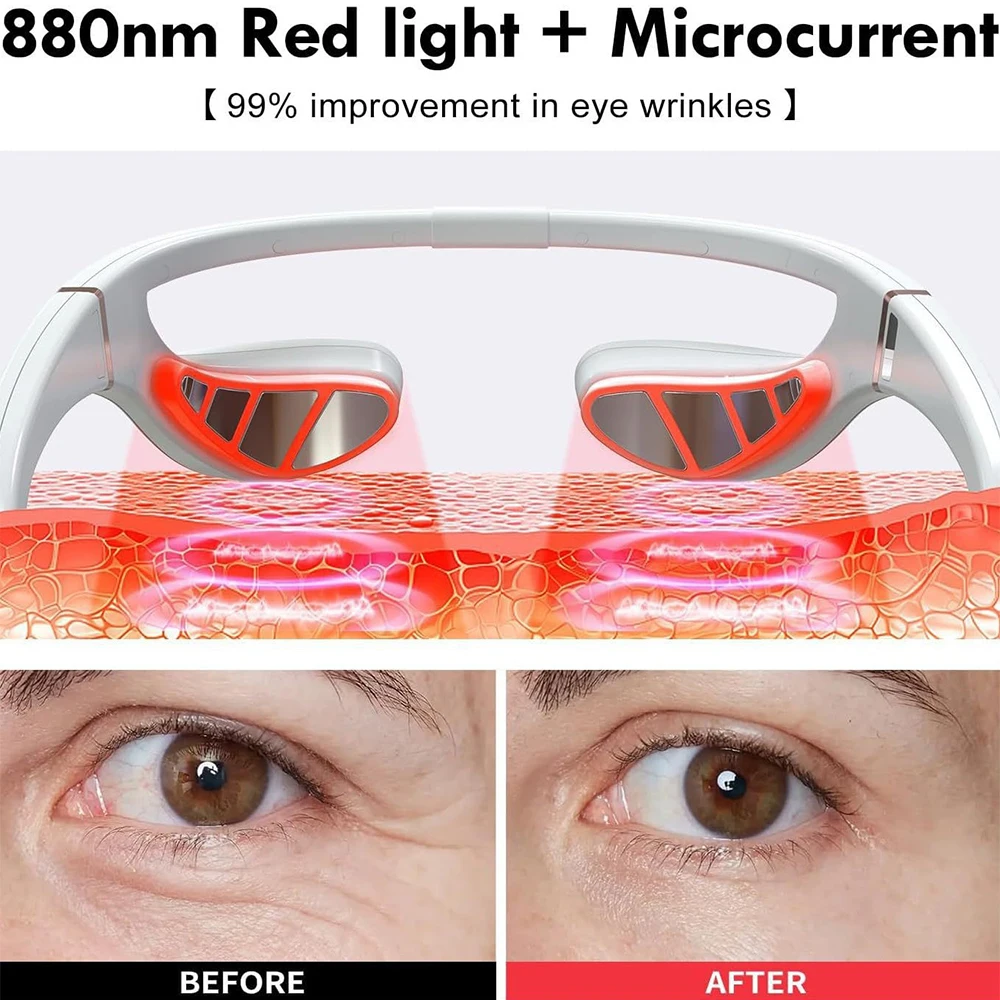 EMS Eye Massager Hot Compress Eye Hands-Free Portable Eye Relax Device Eye Strain Relief Reduce Dark Circles & Puffiness