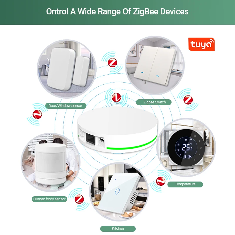 Tuya Zigbee Smart Gateway Hub Home Automation Scene Security Alarm Kit PIR Door&Window Temperature&Humidity Sensor Smart Life