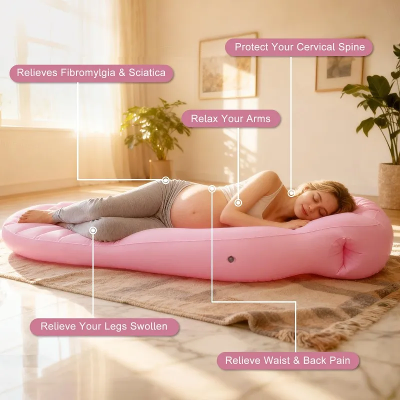 Pregnancy Pillow Inflatable Airbed With Belly And Head Hole For Comfort Best Prone/Side Lying Support For Pregnant Women EU Plug