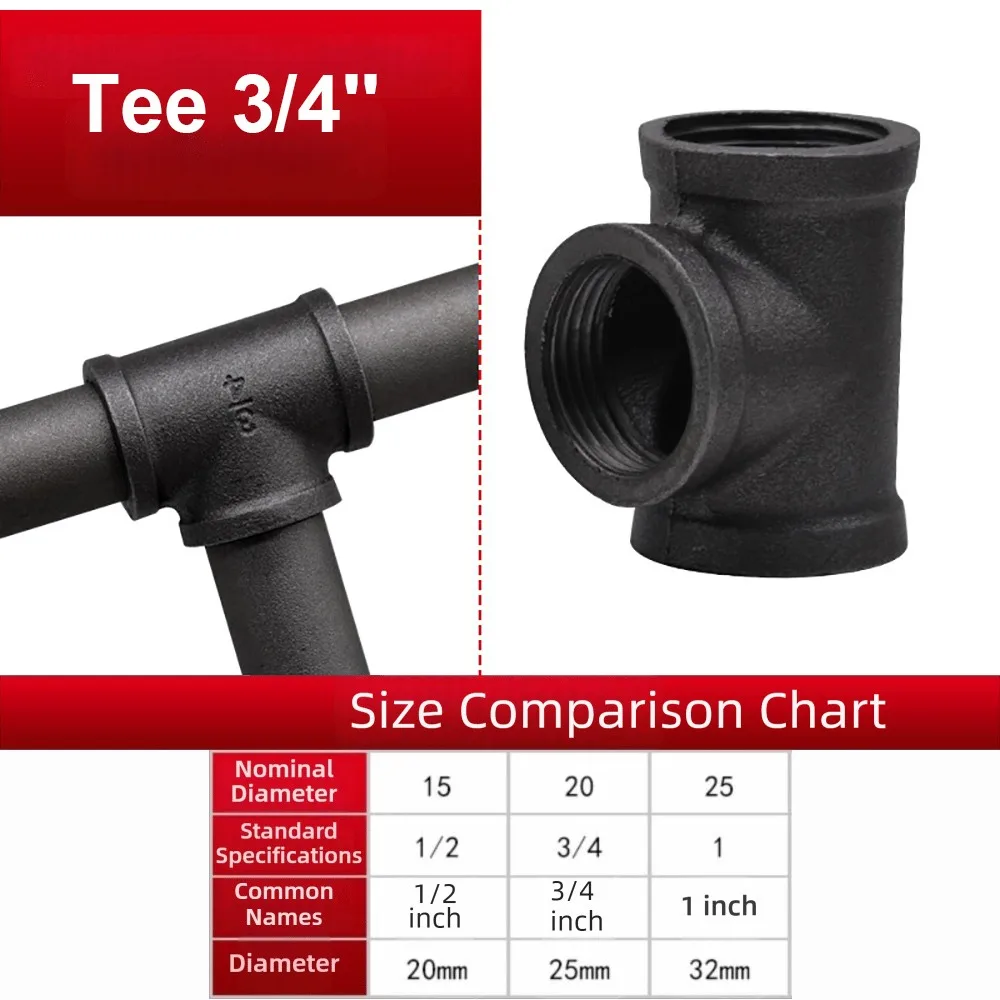 New Black Pipe Fittings Elbow 1/2'' 3/4'' 1'' Plumbing Pipe Joint Threaded Malleable Iron Pipe Accessories