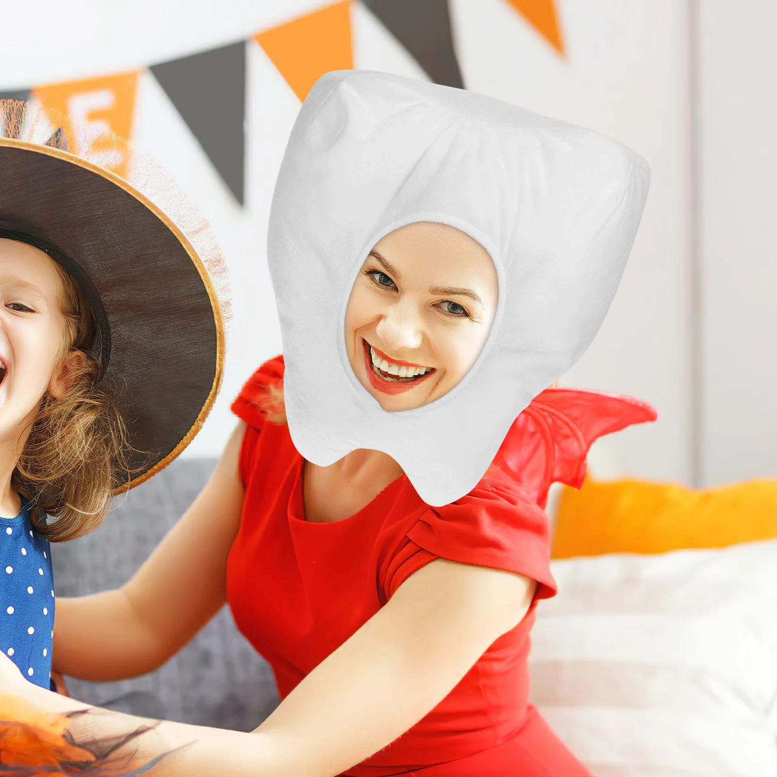 

Lovely White Tooth Hat Funny Party Headgear Halloween Costume Props Creative Performance Accessory Novelty Tooth Headdress