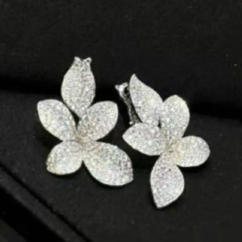 Bellux flower original design luxury brands imitation earrings ear cuff clip 925 silver earrings silver ear cuff women earrings