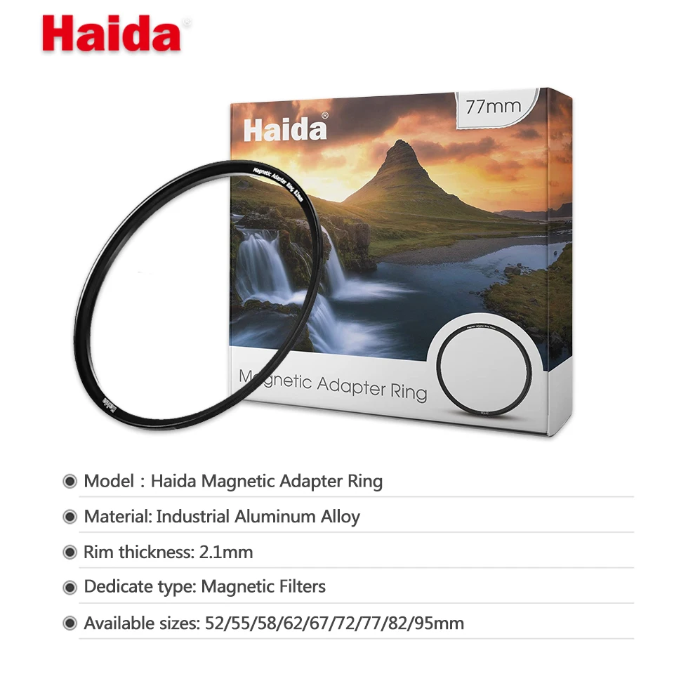 Haida Magnetic Adapter Ring for Camera Lens Filter Accessories with 52/55/58/62/67/72/77/82/95mm