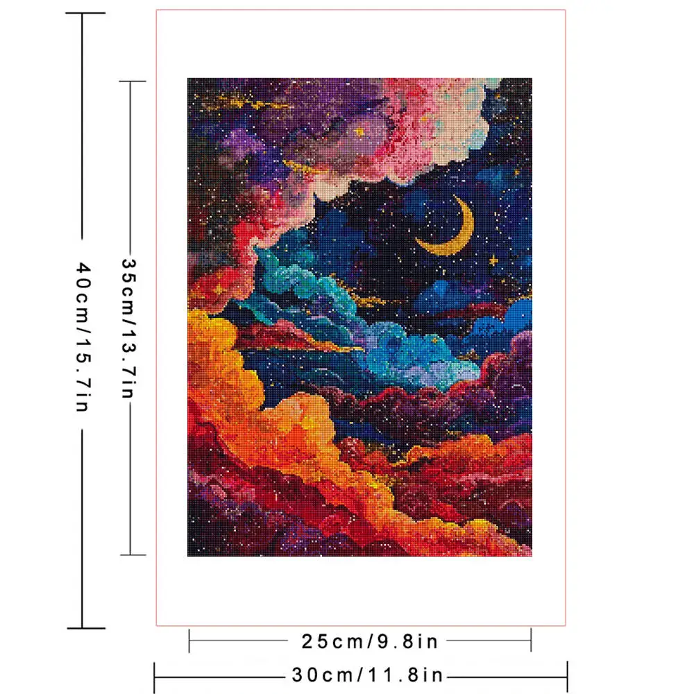 Huacan Diamond Mosaic 5d Starry Landscape Handmade Diamond Painting Embroidery Kits Cross Stitch Wall Decor Living Room view 2