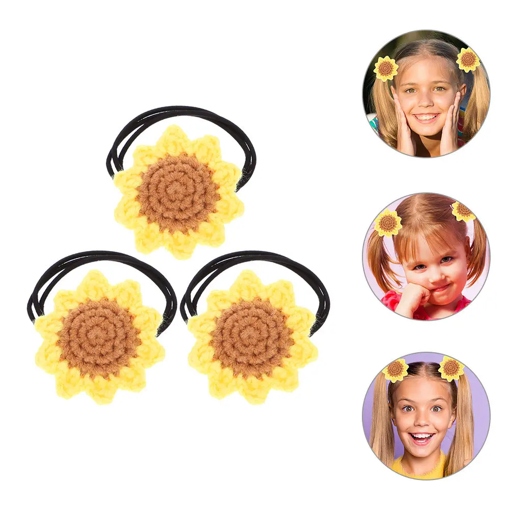 

Набор из 3 резинок для волос с подсолнухами, хлопковые эластичные резинки для хвоста, аксессуары для волос ручной работы с цветочным узором для женщин, для путешествий, шопинга, пикников, на каждый день