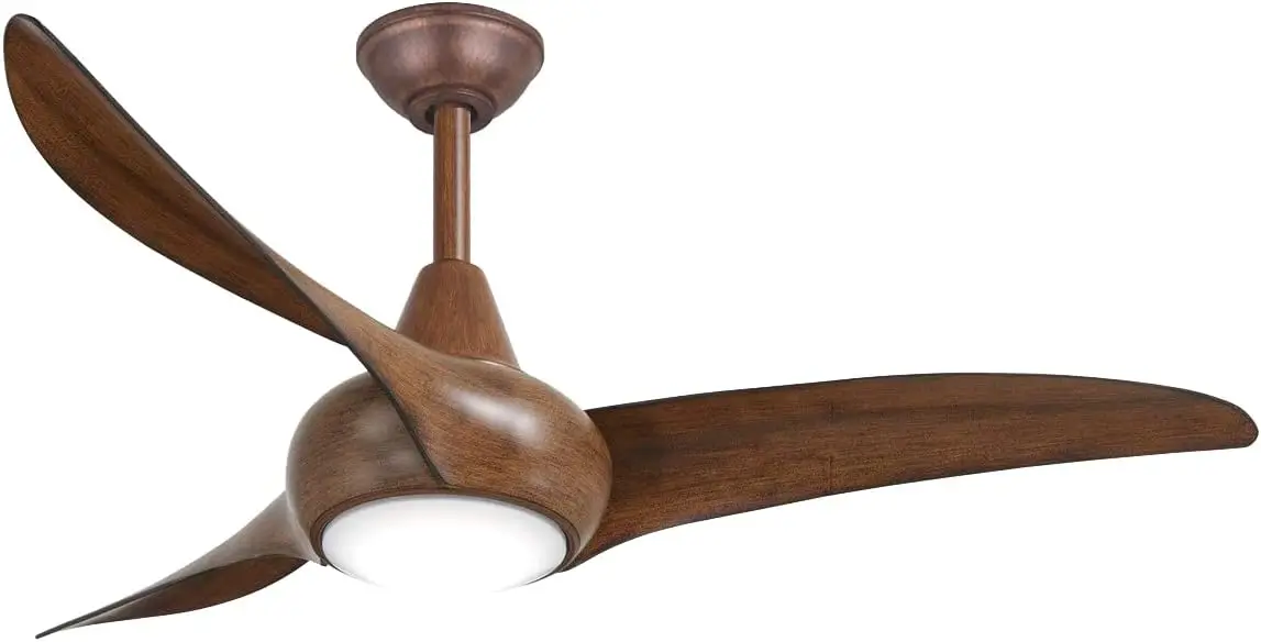 Light Wave 44 inch Ceiling Fan with LED Light and Remote Control, Brown Distressed Koa Finish