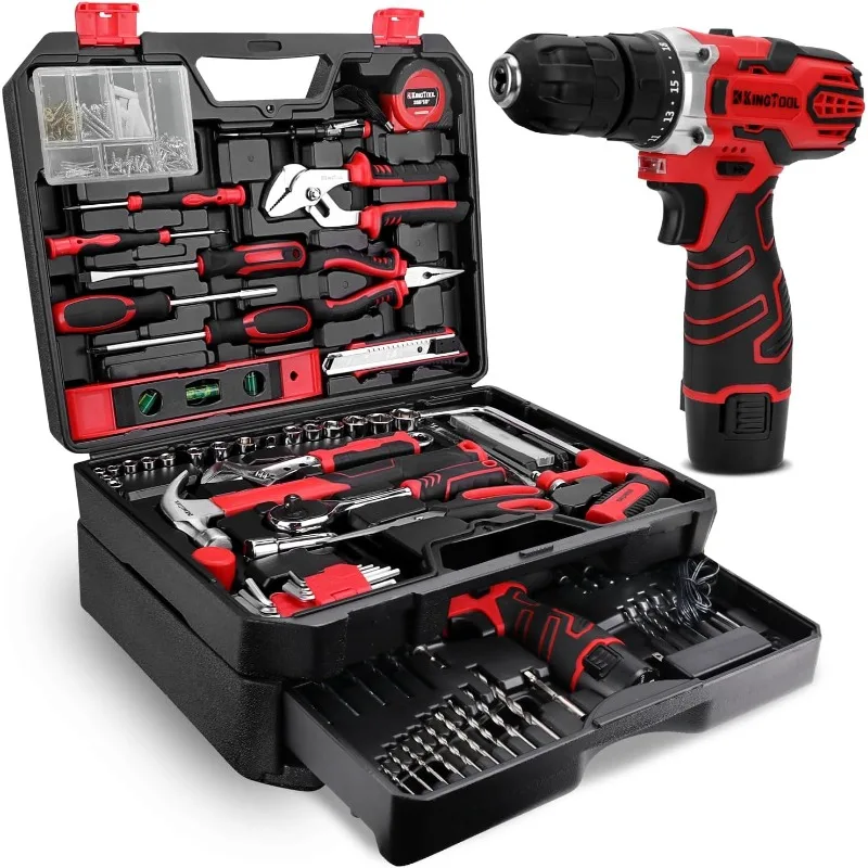 276-Piece Tool Set Kit - Tool kit with 12V Cordless Power Drill Driver Toolbox Storage Case with Drawer,