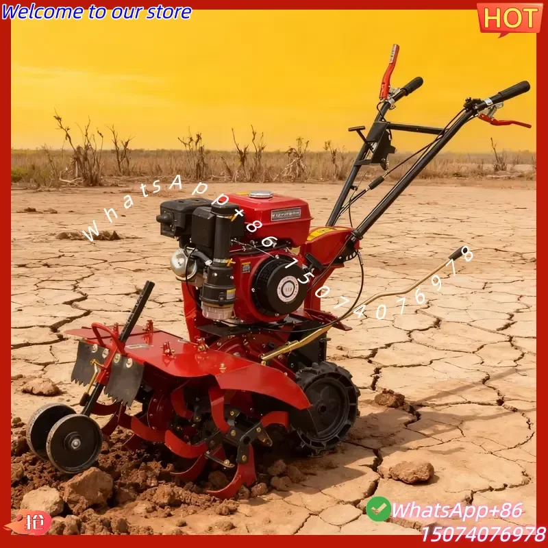 2026 Economical Multi-Purpose Weeding Ditching Ridging 178F Engine Four-Wheel Drive Tiller Cultivator