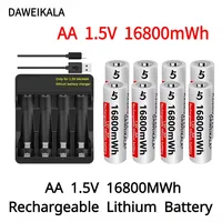 2024 New AA 1.5V 16800MWh Rechargeable Lithium ion Battery for Remote Control Mouse Fan Electric Toys+Charger
