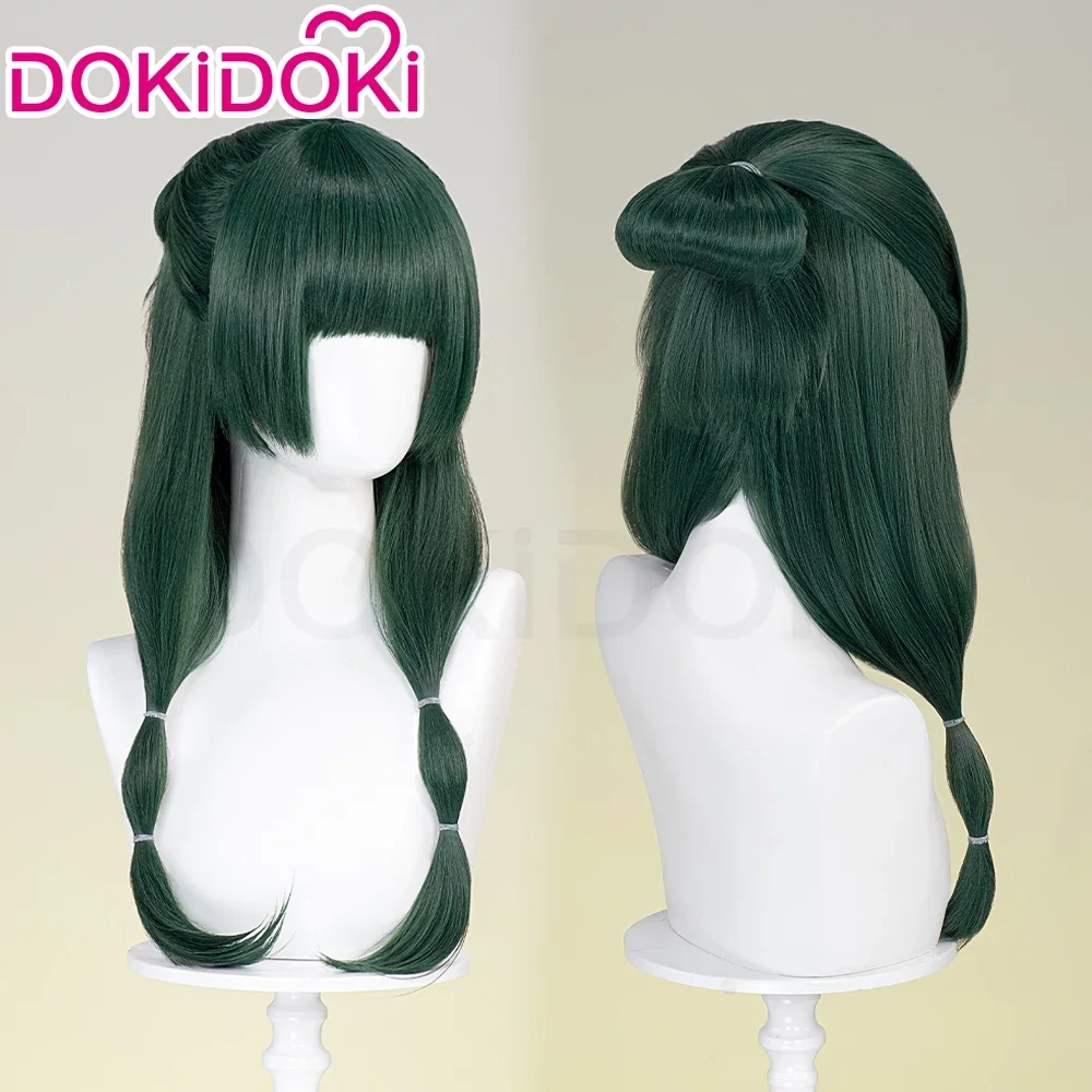 متوفر في المخزون شعر مستعار ماوماو أنيمي يوميات الصيدلية DokiDoki المرأة لطيف مسود أخضر طويل الشعر ماو ماو شعر مستعار آذان الذيل غطاء مجاني