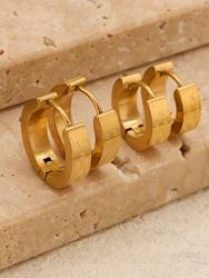 1pair/2pcs Fashionable And Trendy Gold Color Stainless Steel With Roman Numerals For Men And Women Simple Earring Care Wholesale