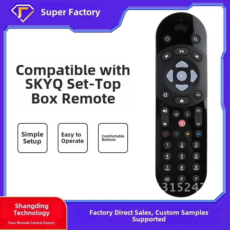

SKY Q Remote Control for INFRARED TV Set-Top Box UK Market Compatible ABS Material Black Push Button Type Wireless Range 15M