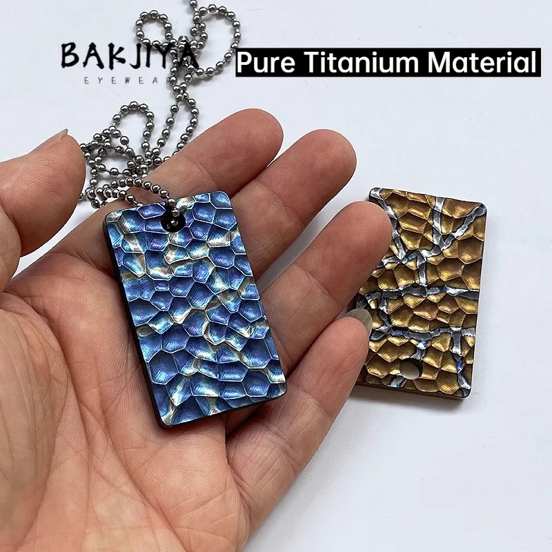 TA1 Handmade Pure Titanium Pendant 3.0mm Round Bead Chain Necklace - Military Fan Dog Tag Pendant Anti Allergy DIY Jewelry