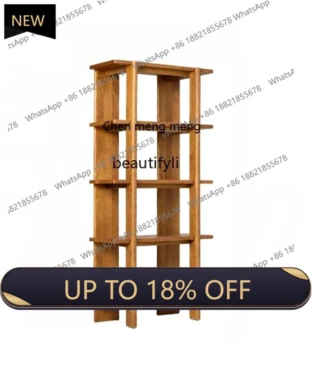 

P178 Solid Wood Bookshelf Vintage Mid-Ancient Maillard Bookcase Living Room Display Antique Shelf Bookcase Art Shelf