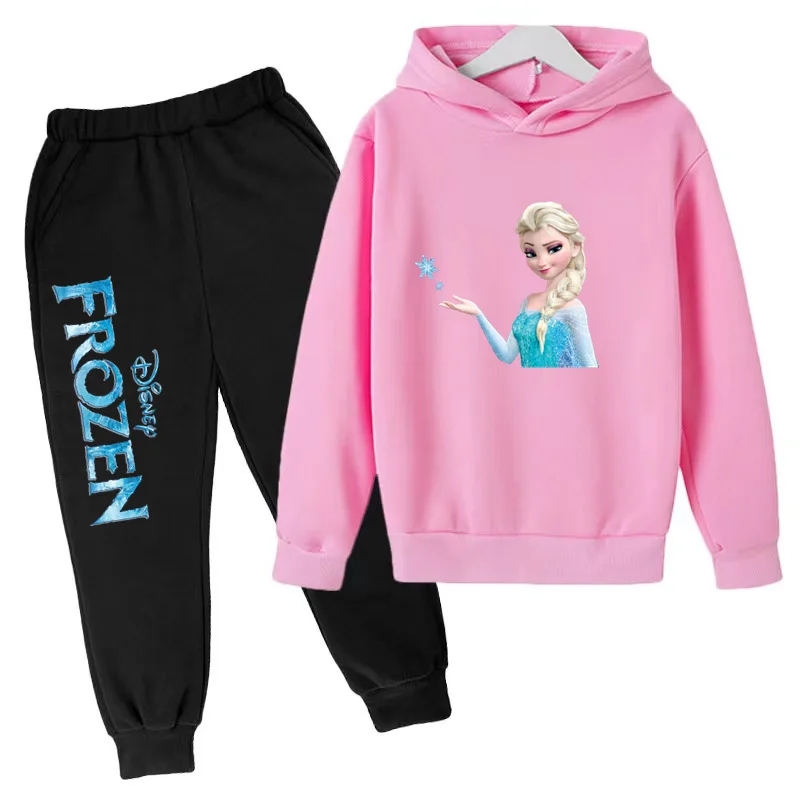 

Children Cute Anime Movie Princess Elsa Printed Sweatshirt Top+Trousers 2P Girls 3-12 Years Old Casual Charming Girl Costume Set