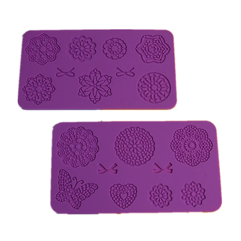 Silicone Mold Cake Mold Lace Mat Fondant Cake Decorating Tools Wedding Flower Butterfly Heart Bow Embossing Mould Bakery E563