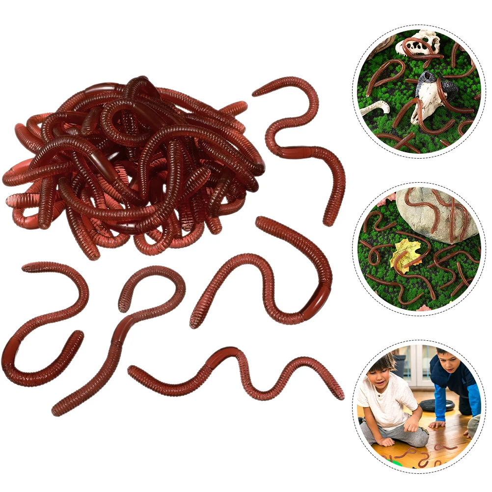 30 Pcs Artificial Earthworm Faux Worms Toy Props Fake Earthworms Model Prank Realistic