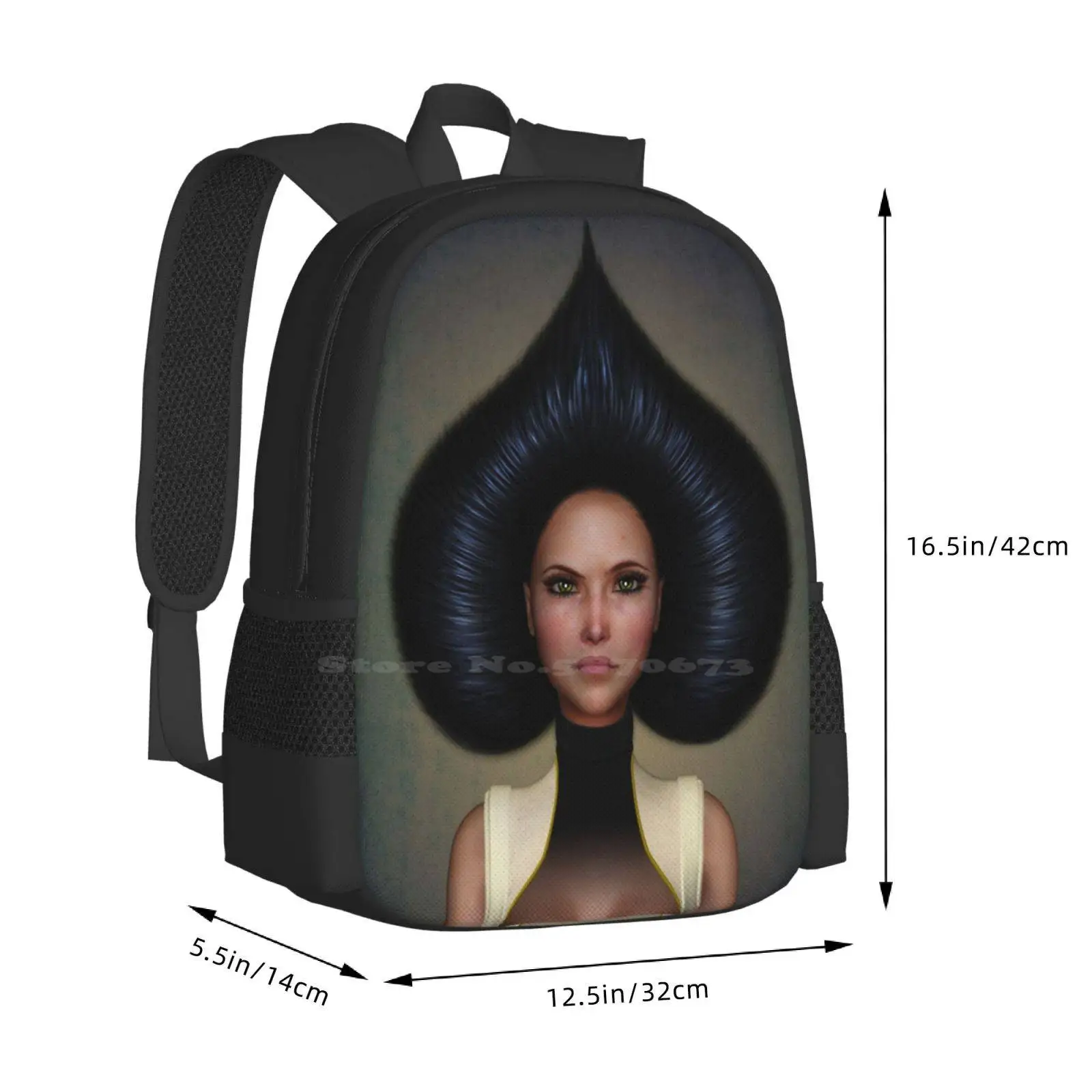 Queen Of Spades-mochila para portátil de viaje, bolso escolar con retrato de mujer, Cara de peinado, surrealismo de fantasía de emoción