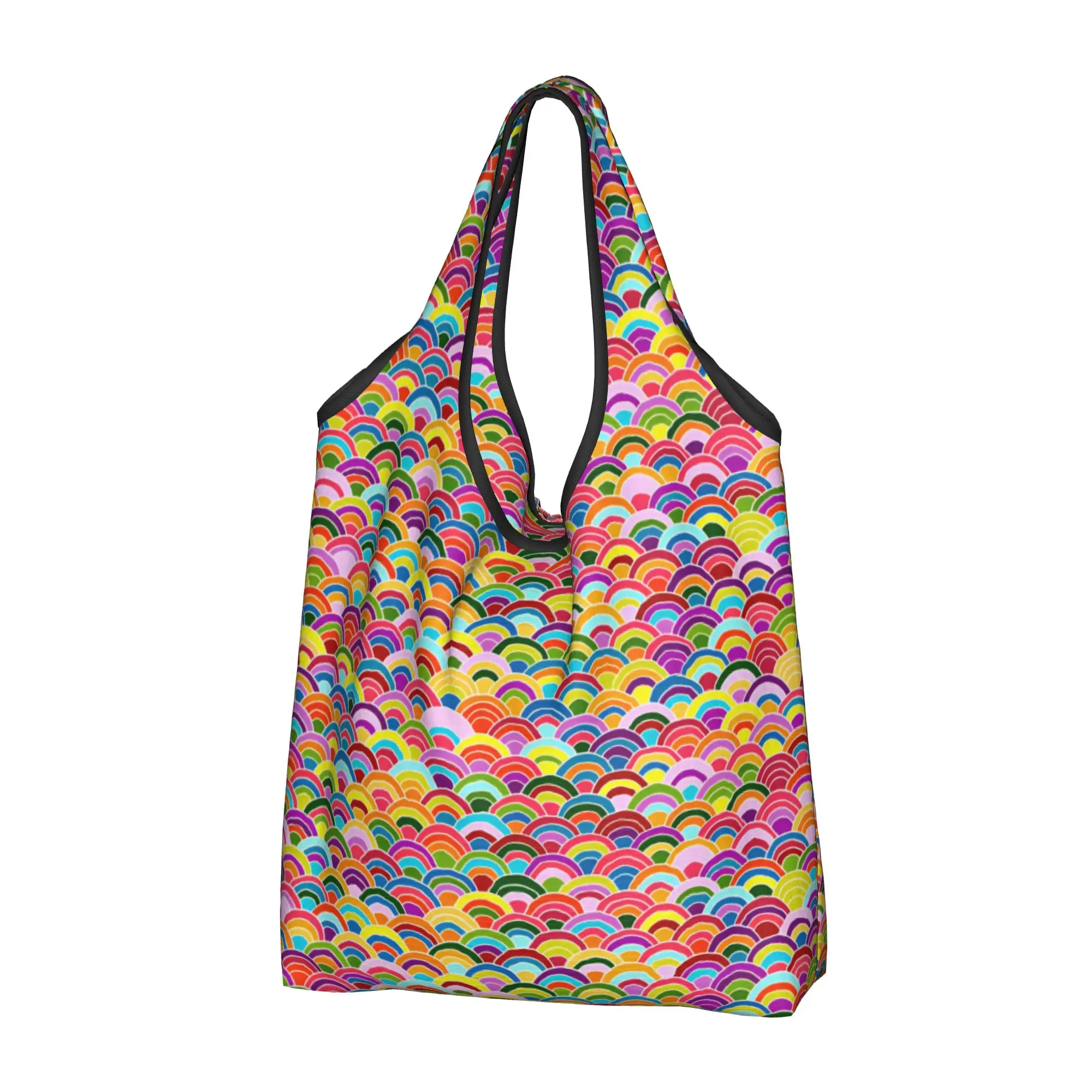 Geometry Seigaiha Japanese Wave  Grocery Shopping Bag Kawaii Shopper Tote Shoulder Bags Scallop Fish scale Pattern Handbag