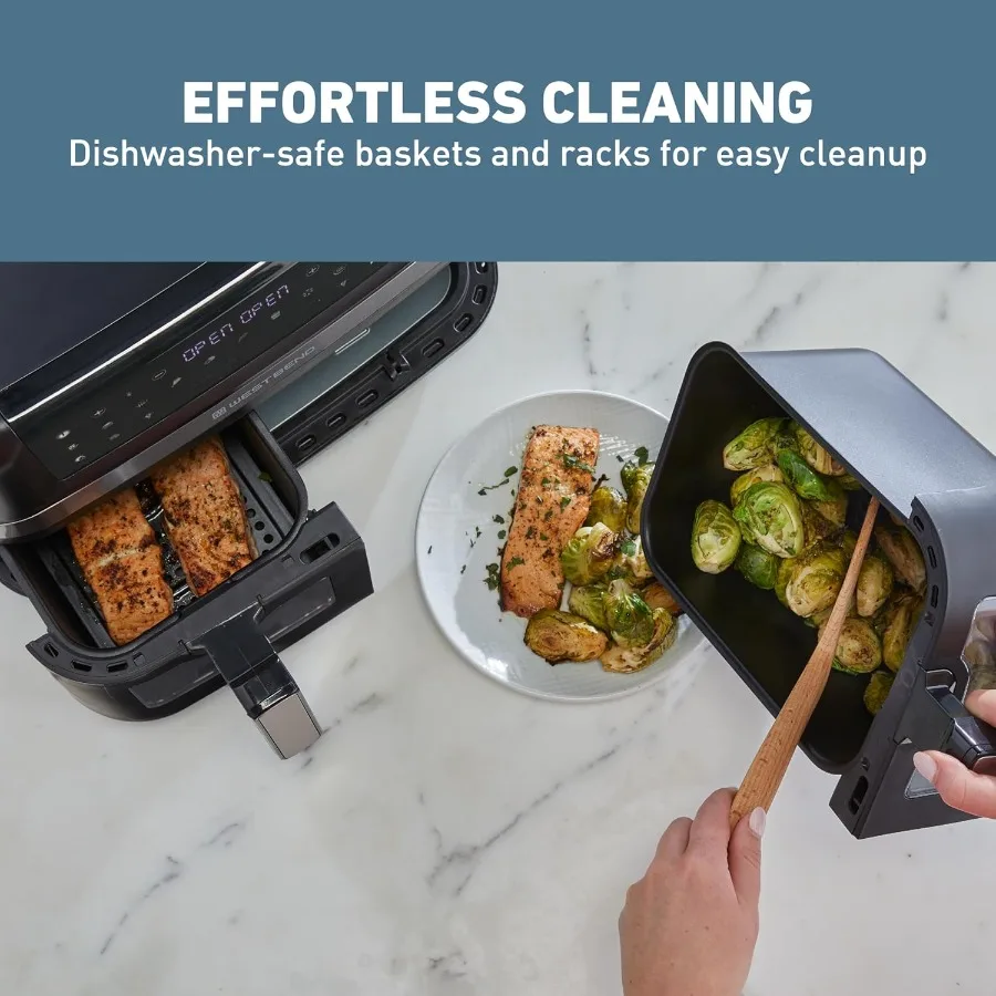 مقلاة هوائية سلة مزدوجة بسعة 10 لتر وأجهزة تحكم رقمية تتميز بنوافذ عرض و15 إعدادًا مسبقًا للطهي لديا فعالة #6