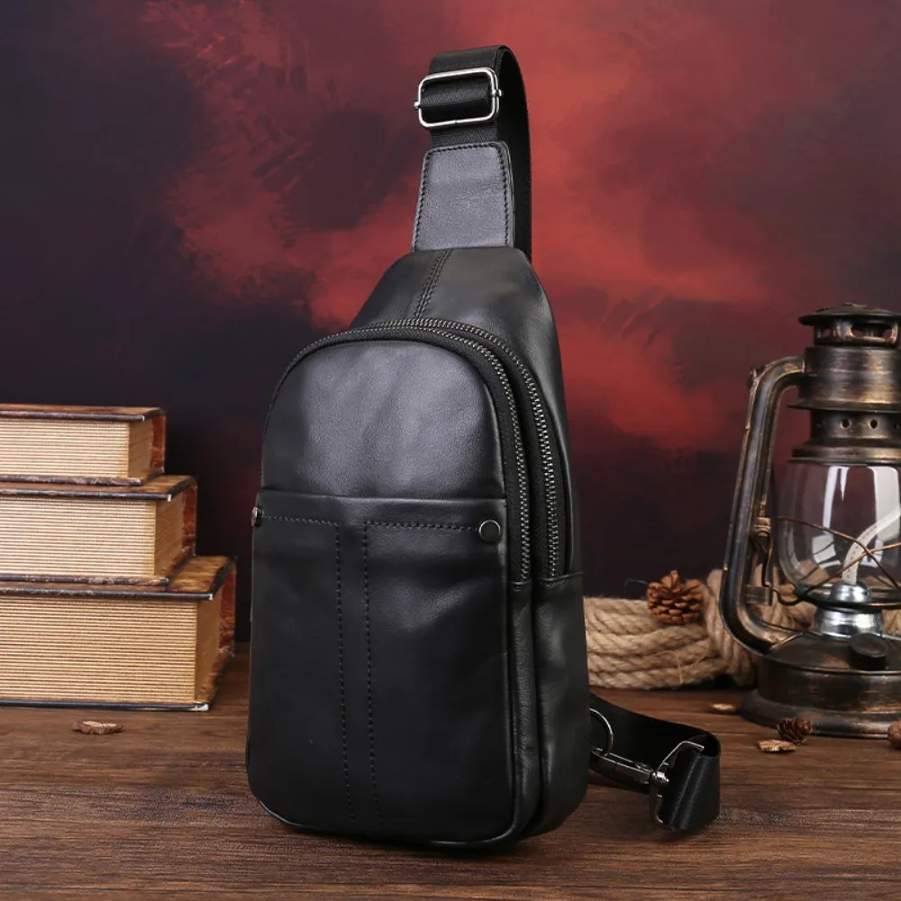 

Мужская сумка-рюкзак из натуральной кожи премиум-класса, черная, простая и легкая, подходит для путешествий, сумка через плечо.