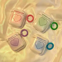 Fashion Gradual Colorful Heart Case For Airpods4 1 2 3 AirPod Pro Transparent Earphone Cover Soft TPU Shockproof Protective Case