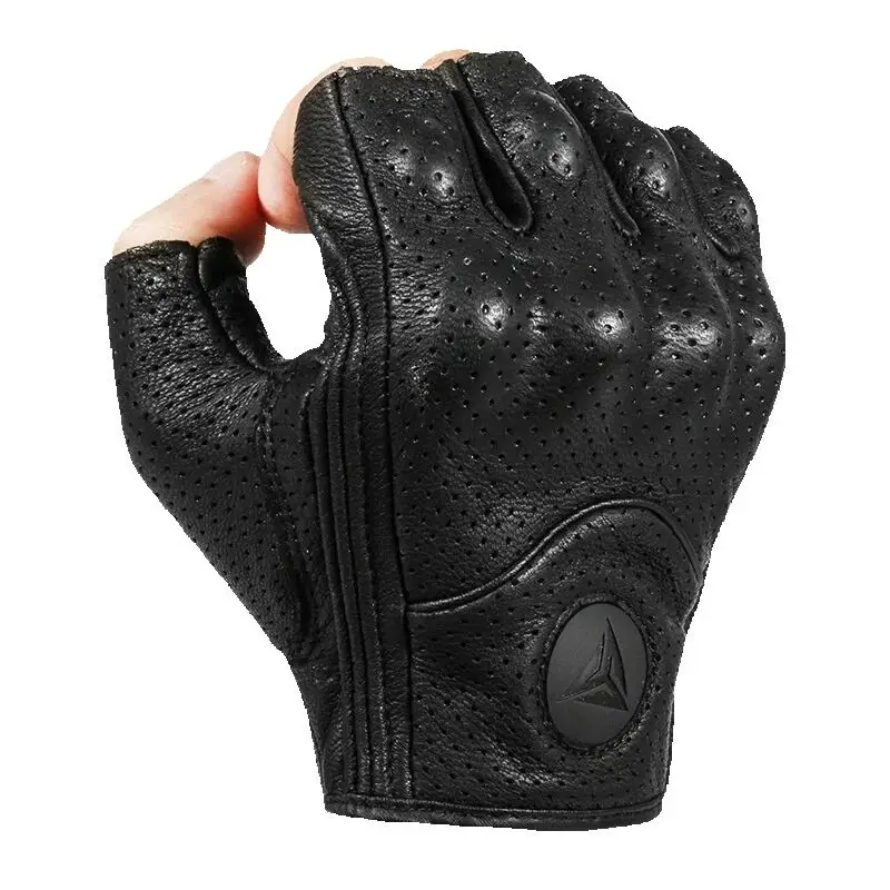 

Summer Retro Motorcycle Glove Half Finger Sheepskin Leather Gloves Motorcycle Luvas MotoCross Cycling Fingerless Unisex