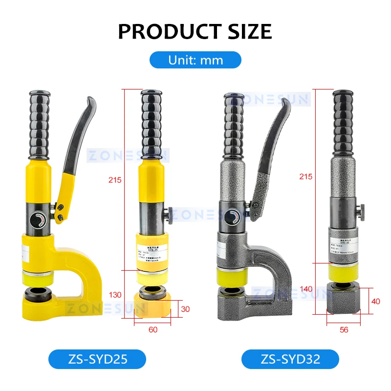 ZONESUN Portable Hydraulic Punching Machine For Steel Metal Round Hole Digger Opener Perforator Punch Tool ZS-SYD32