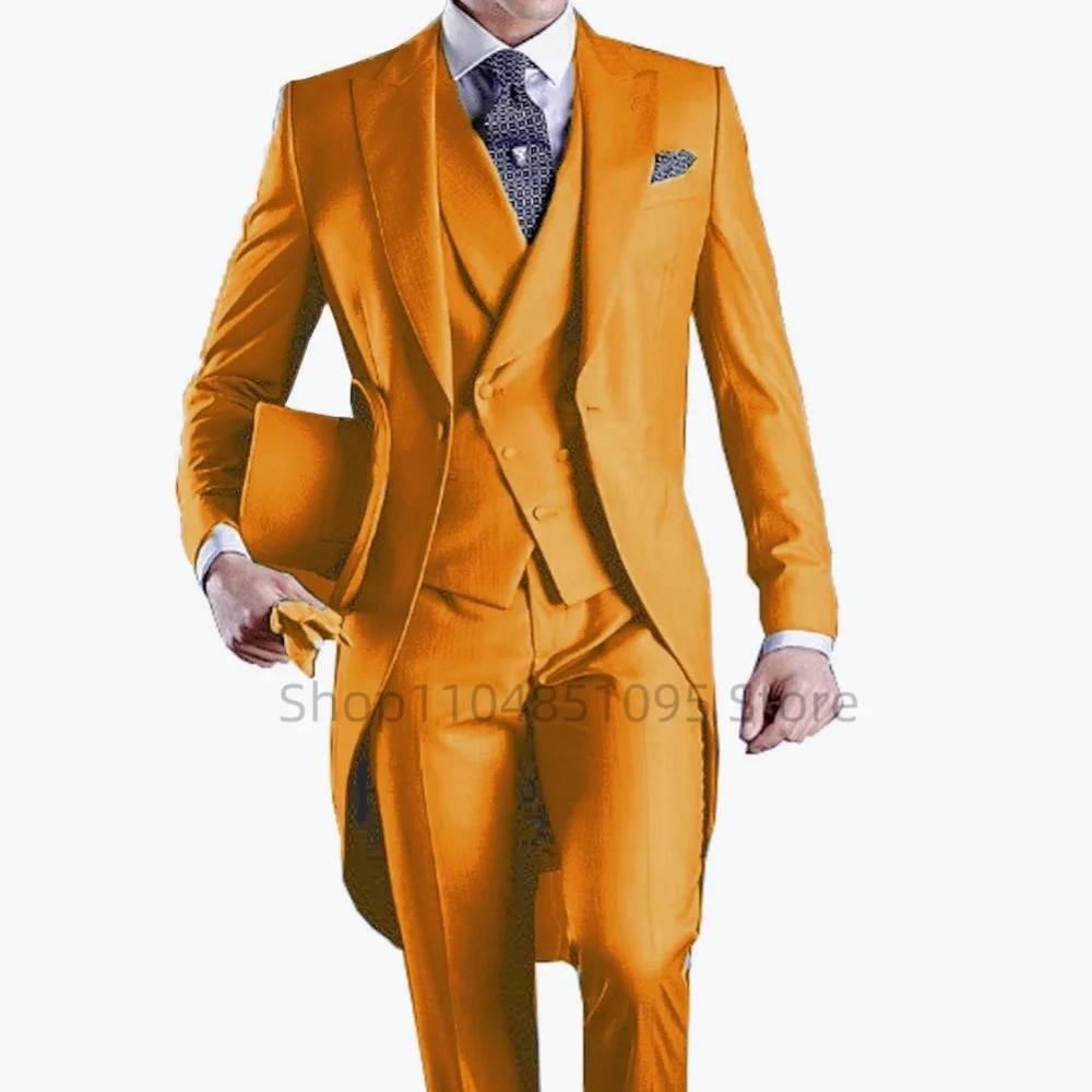 Красный свадебный смокинг для мужчин, комплект из 3 предметов для курения, официальный танец, выпускной, мужской костюм жениха, модный костюм на заказ