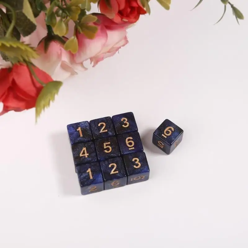 652F 10 قطعة/المجموعة/المجموعة ستة الوجهين النردات الاكريليك مربع الزاوية النردات لعبة حفلة النقش النردات #3