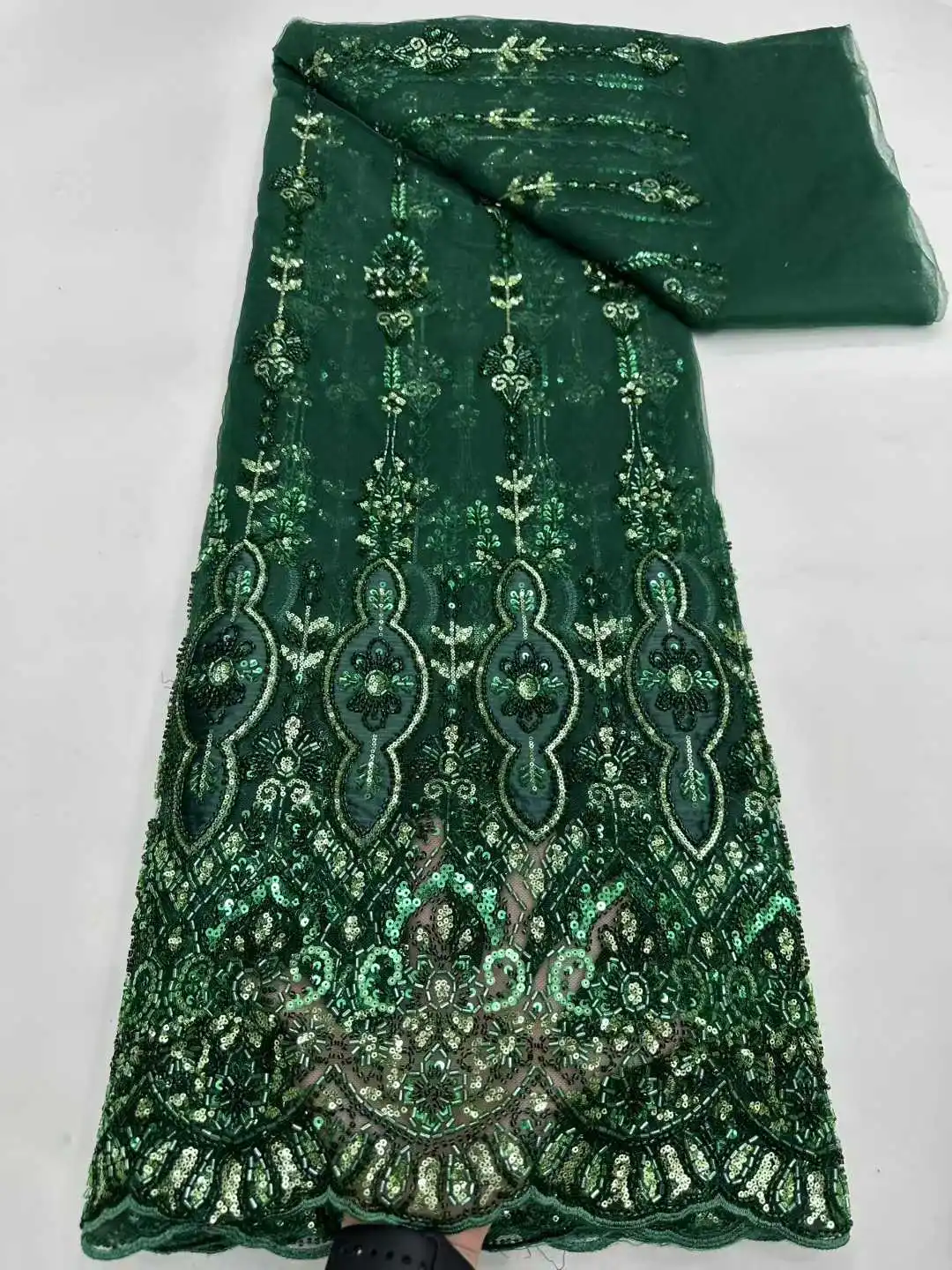 아프리카 헤비 비즈 레이스 원단 2025 고품질 비즈 나이지리아 스팽글 신랑 레이스 프랑스 튤 원단 파티 드레스 재봉용