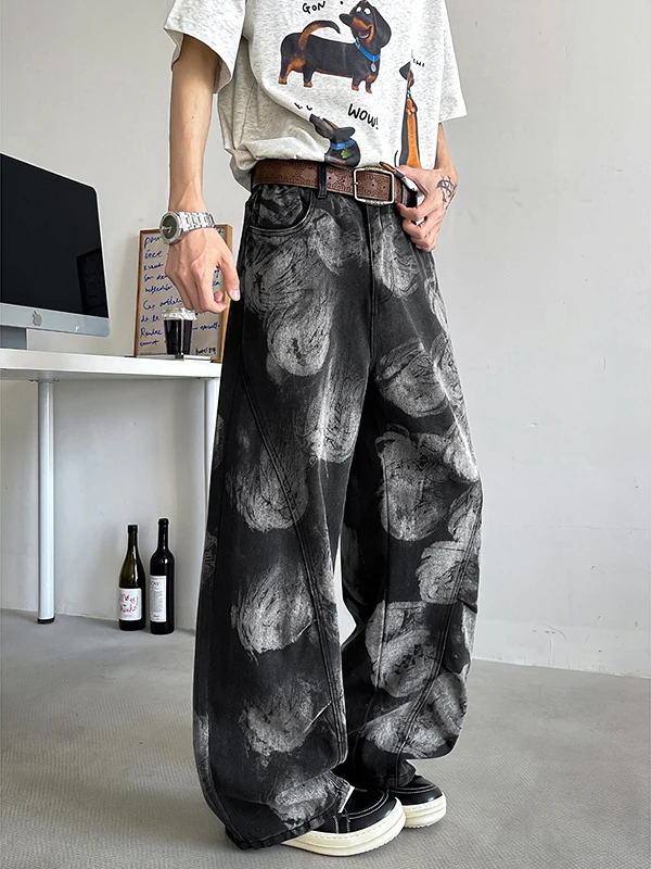 

Мужские широкие джинсы American Fit, зимние, свободные, повседневные, прямые брюки, молодежный стиль, низкая посадка, с элементами из полиэстера и хлопка...