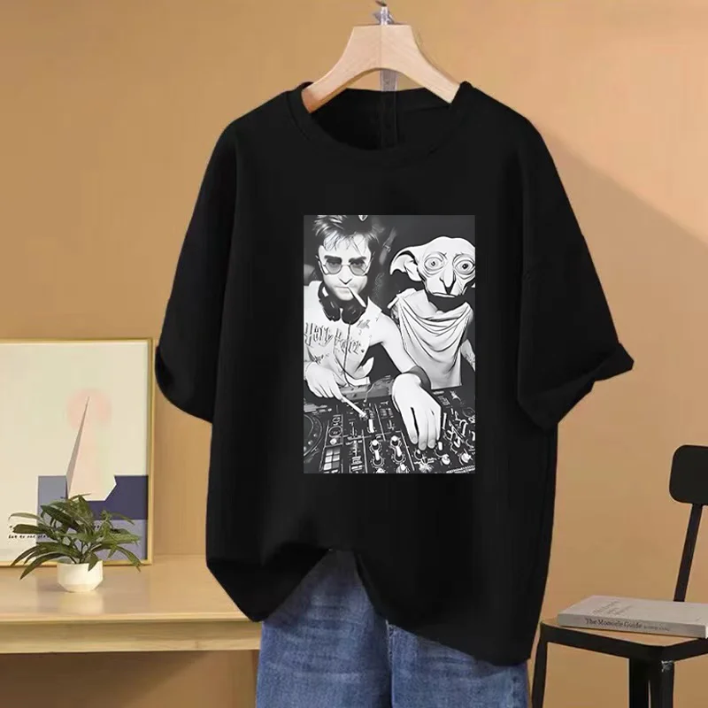 Featuring Dobby The House Elf DJ Smoking Funny Meme Hip Hop streetwear T-Shirt vintage Short Sleeve 100% Cotton Unisex t-shirts