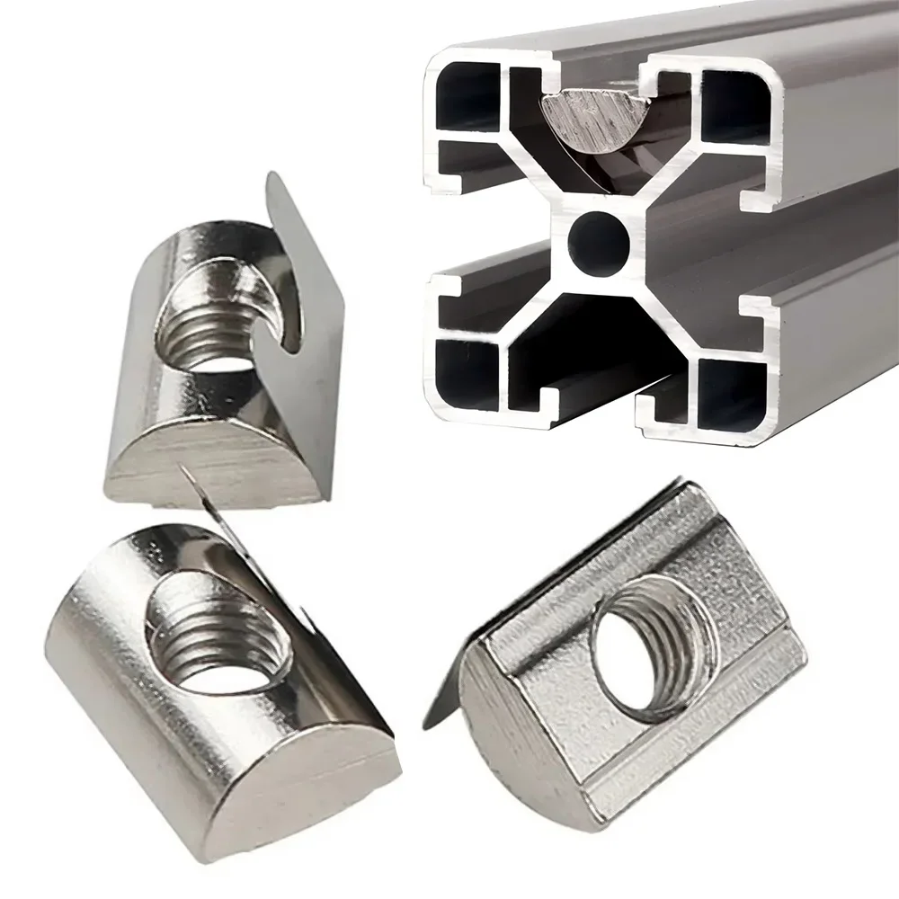 

50Pcs Shrapnel Nut M4 M5 M6 M8 Block Elastic Nut Shrapnel T Shape Block Sliding Nut For 20/30/40/45 Series EU Aluminum Profiles