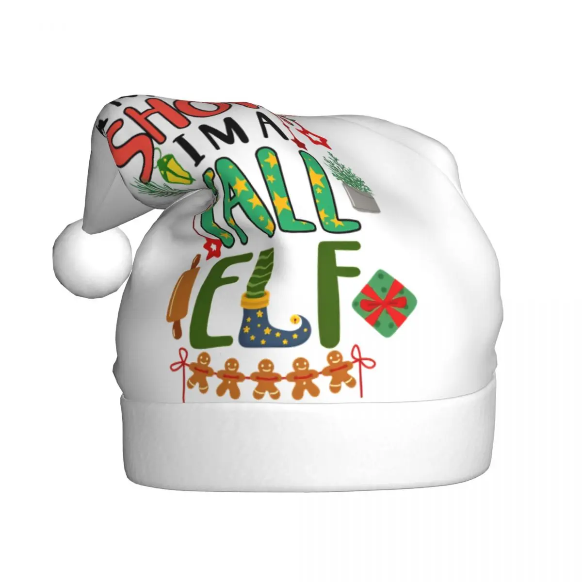 I'm Not Short I'm A Tall Elf Christmas Cartoon Christmas Hats for Adult Men Women Santa Hat Cap Christmas Party Decoration Gift